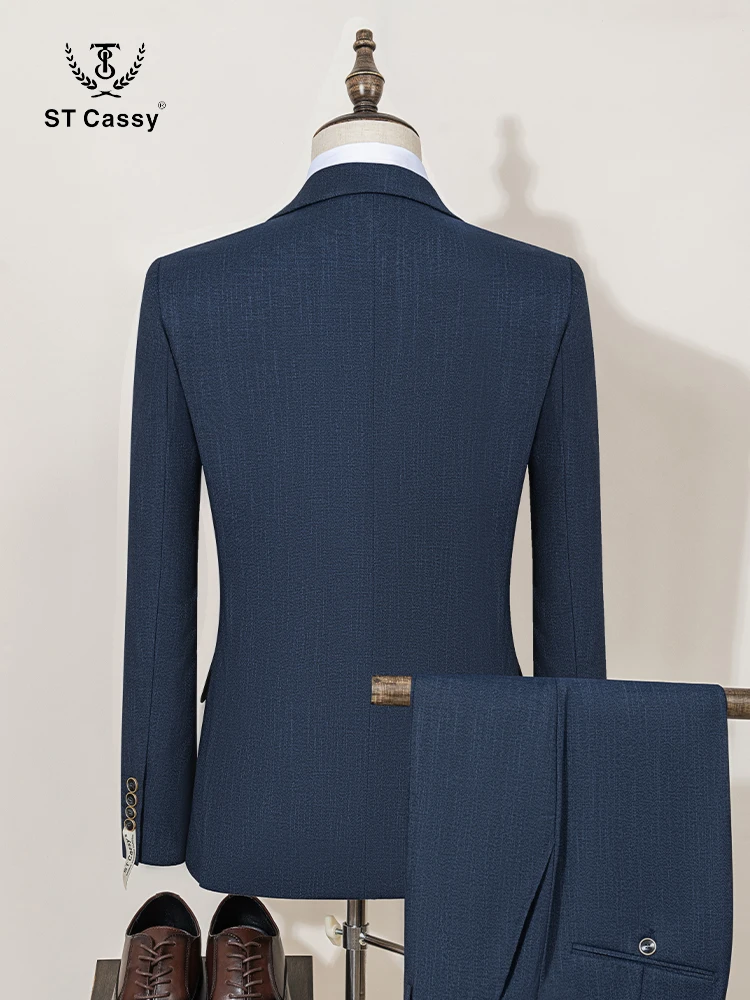 Formal Business Men's Suits Single Breasted Solid Color Slim Fit Suit wedding three-piece For ST Cassy High-end Brand