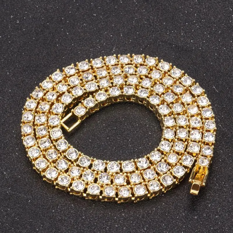 

Man Necklace Hip Hop Cuban Chain Crystal Iced Out Rapper Chunky Jewelry Accessories for Men Charm Tennis Chain Hombre Necklace