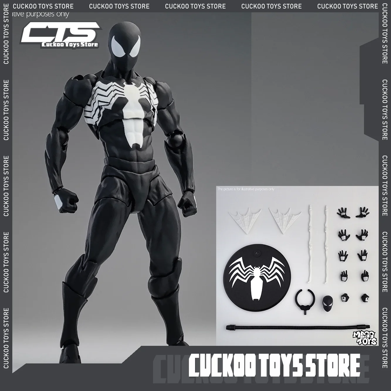 新しい MessToys スパイダーマンフィギュア CT おもちゃ黒赤
