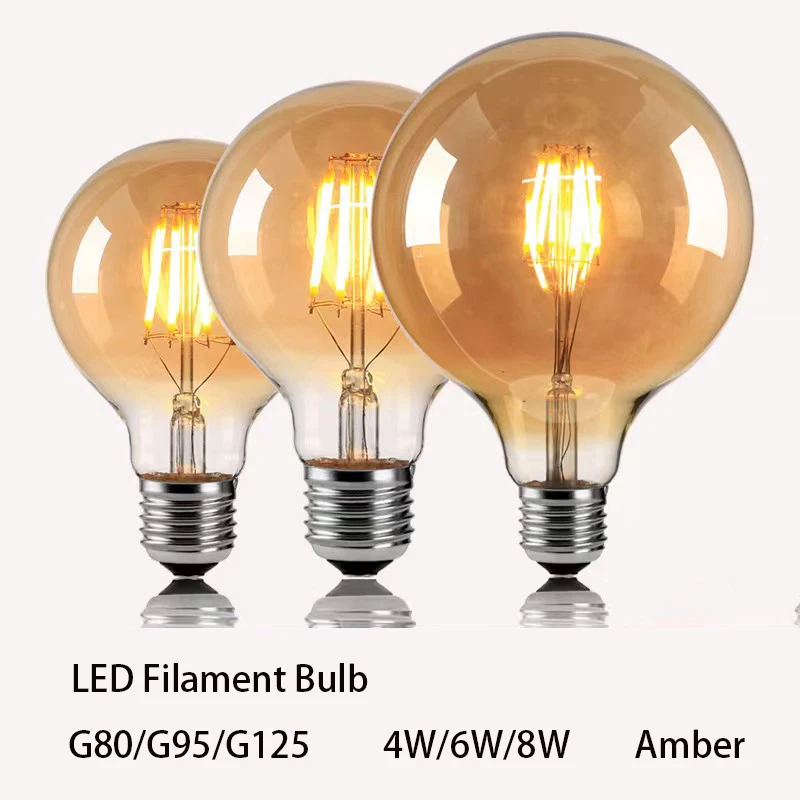 

LED G80 G95 G125 Amber E27 Spiral Filament Bulb Edison Retro Decorative Lighting Bulb Warm Light 2200K/2700K Industrial Style