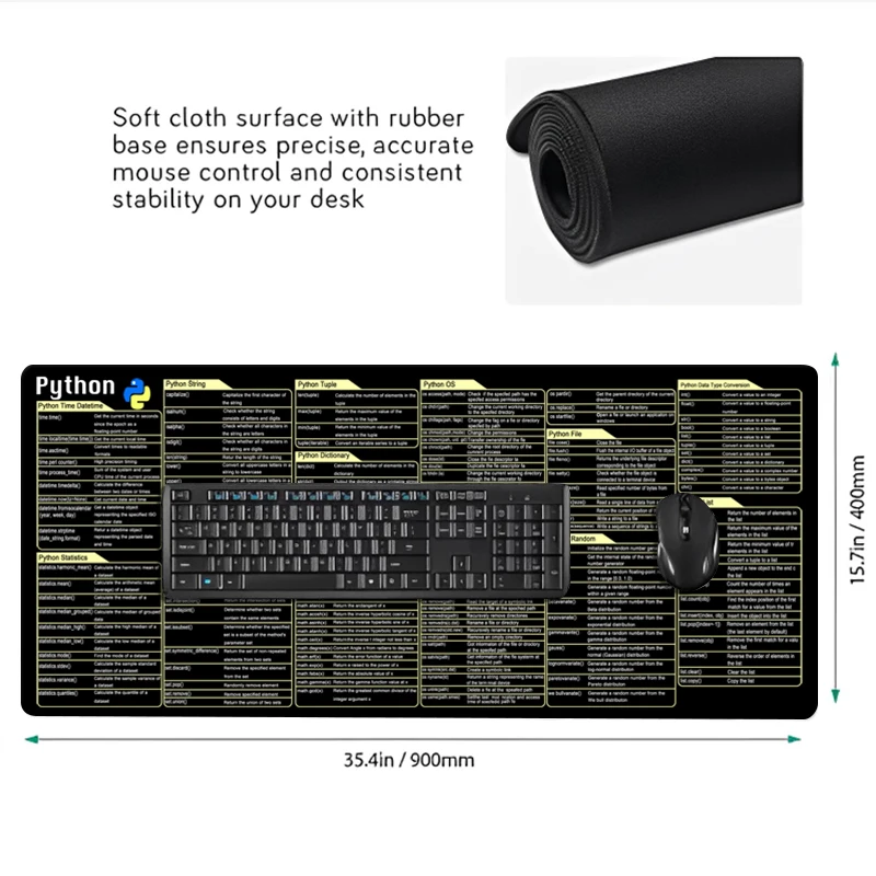 Python Programing Mouse Pad Large for Pycharm Shortcuts Cheat Sheet Keyboard Mousepad Software Web AI Engineer Desk Mat Office 4