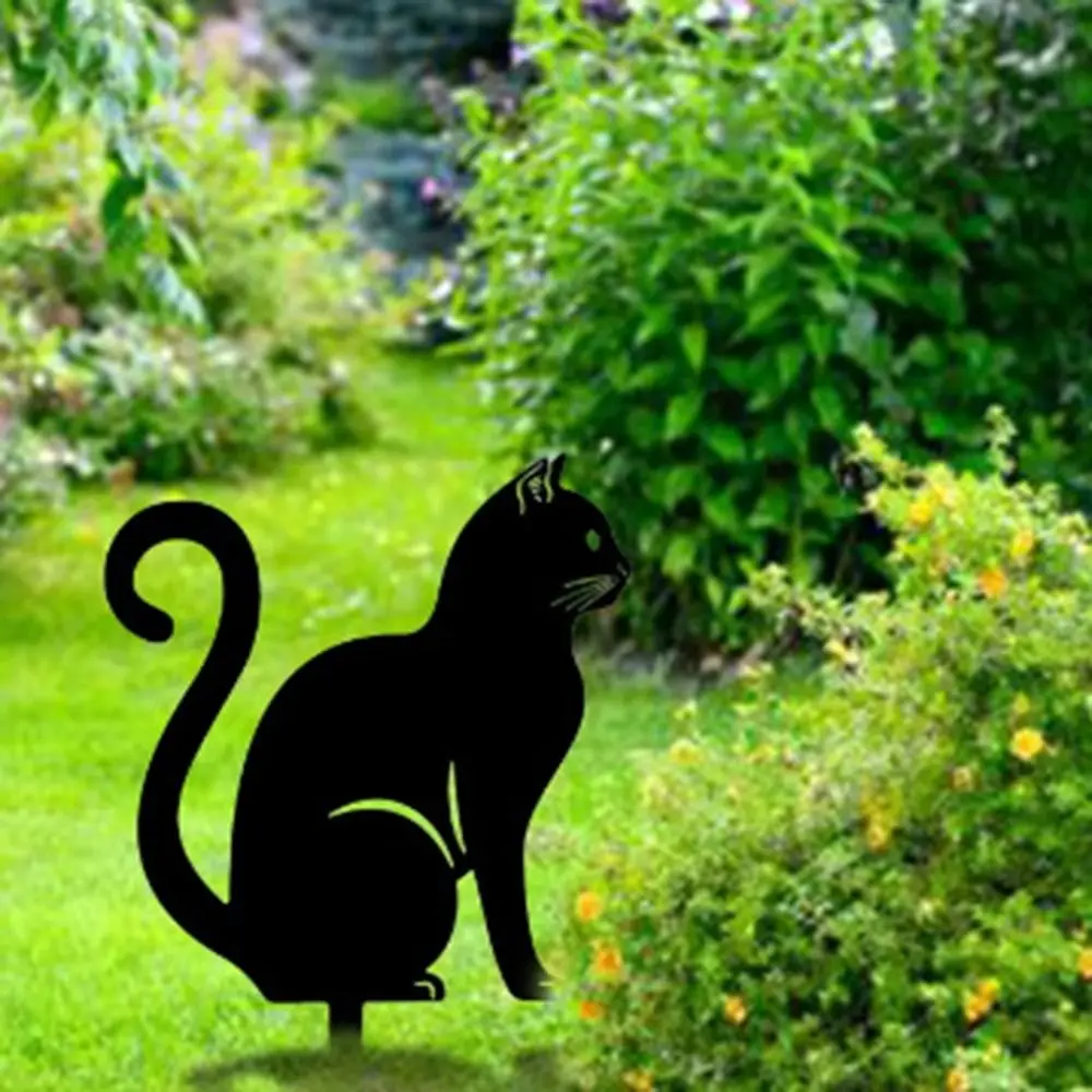 Iron Art Black Cat Garden Statue 2