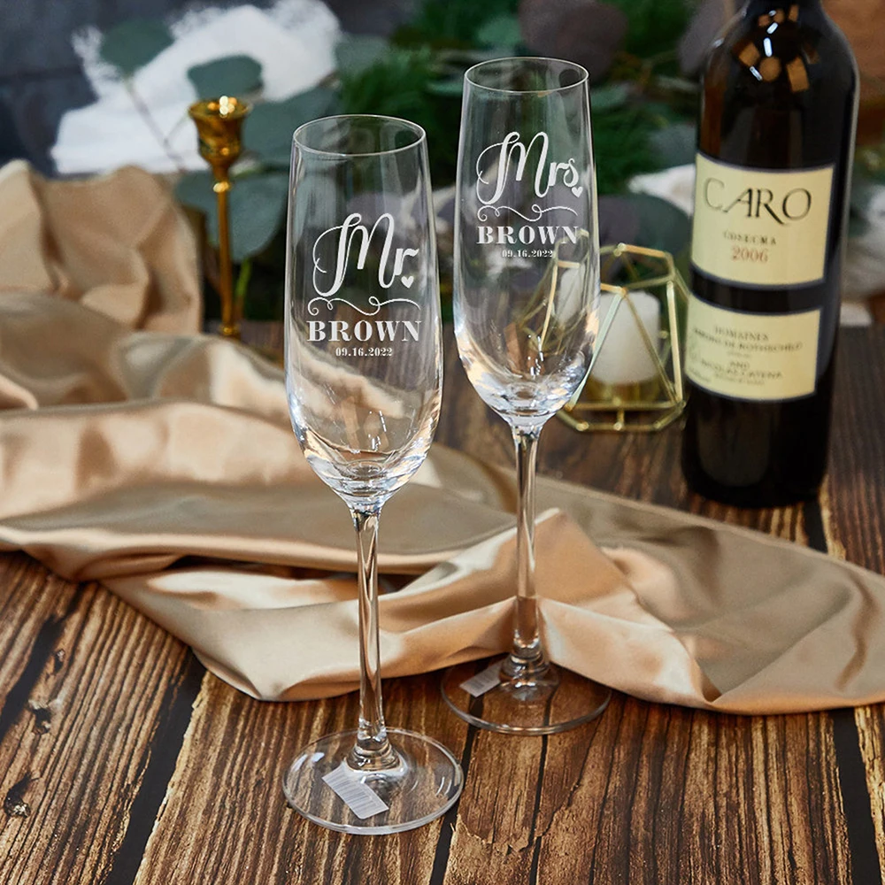 Personalized Crystal Flutes - Great Wedding Gift