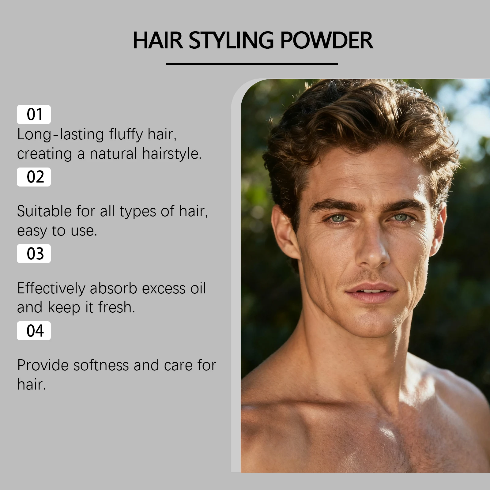 Men Hair Volumizing Powder Instant Volume Boost Dry Shampoo For Oily Hair Scalp Care Oil Absorbing Mattifying No Residue view 3