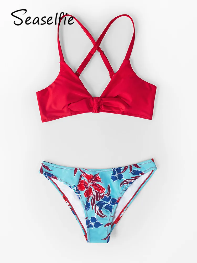 CUPSHE Knotted High Waist Bikini Set Swimsuit For Women Sexy Back Hook Two  Pieces Swimwear 2023 New Beach Bathing Suit - AliExpress