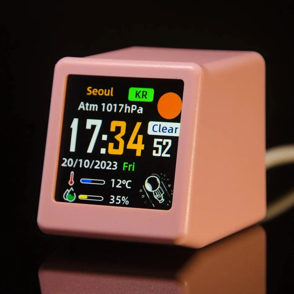 Mini WiFi Digital Clock with IPS LCD Screen for Desk Decor