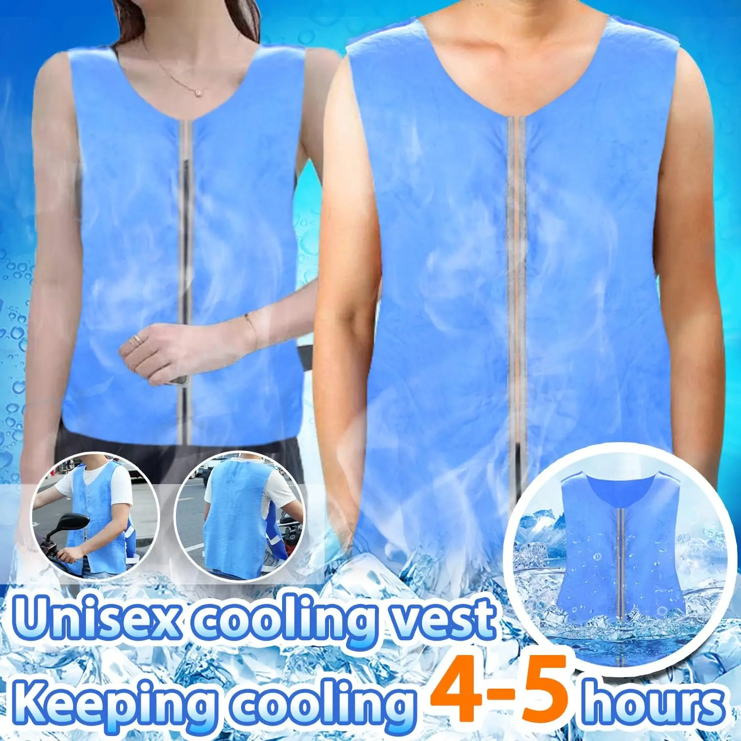 Outdoor Sports Cooling Ice Vest Summer Fan Cooling Vests Men Women Air Conditioning Cool Coat Outdoor Sun Uv+ Protection Jacket