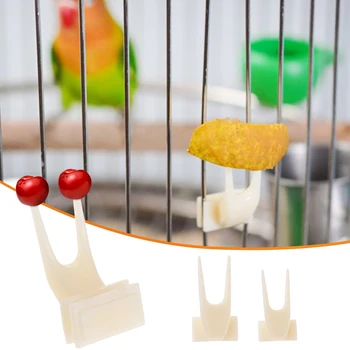 5Pcs Fruit Fork Parrot Pet Bird Plastic Food Holder Feeding on Cage for Hamster Rat 2 Size S/L Fruit Fork Parrot Fruit Fork 2