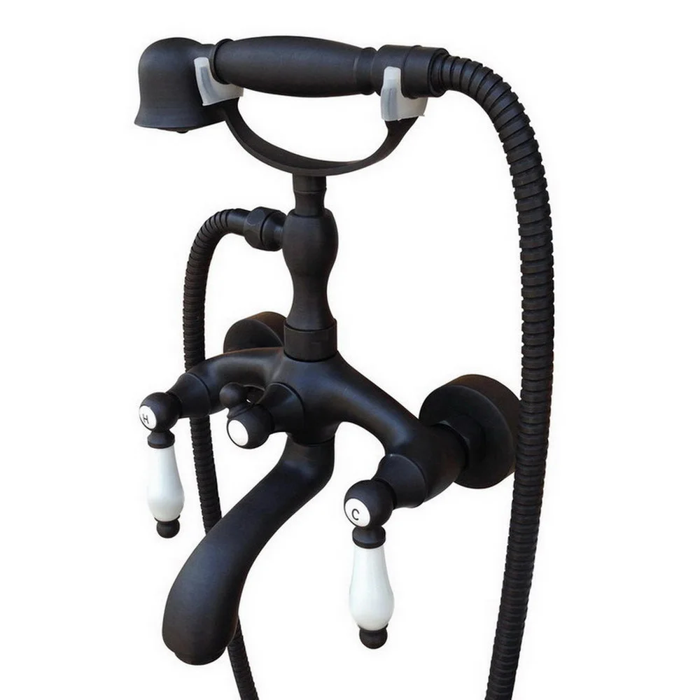 

Oil Rubbed Brass Wall Mounted Bathroom Bath Tub Faucet Set WITH/ 150CM Handheld Shower Spray Head Mixer Tap Dtf573