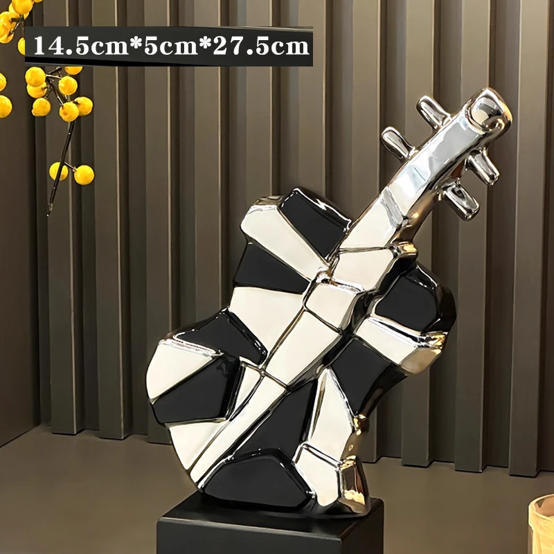 Creative Simulation Violin Sculpture Ceramic Gift, Home High-end Art, Wine Cabinet, Office, Study, Living Room, Decorations, 1Pc