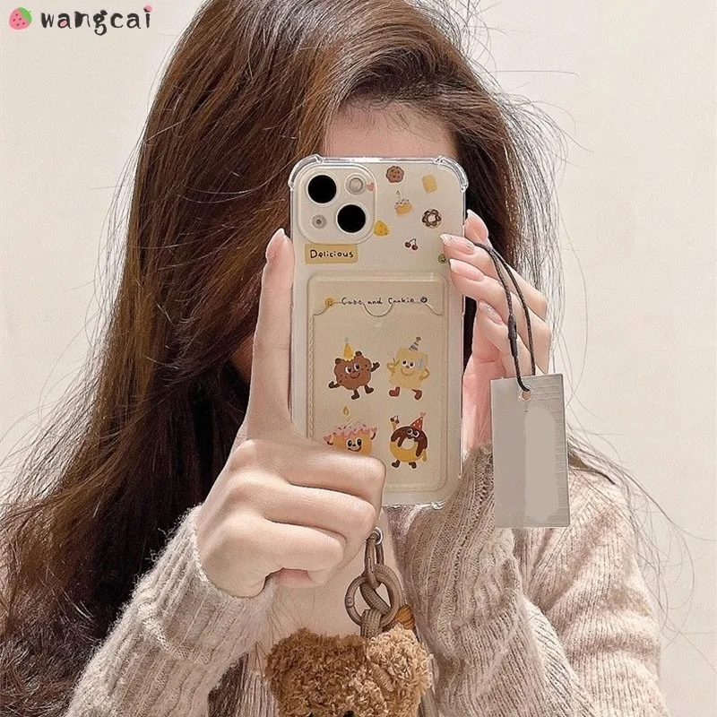 Cake Donut Cute Card Holder Phone Case with Strap