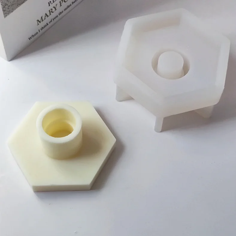 

SZ66 Hexagonal Pole Candlestick Silicone Mold DIY Fragrant Candle Holder Plaster Concrete Mould