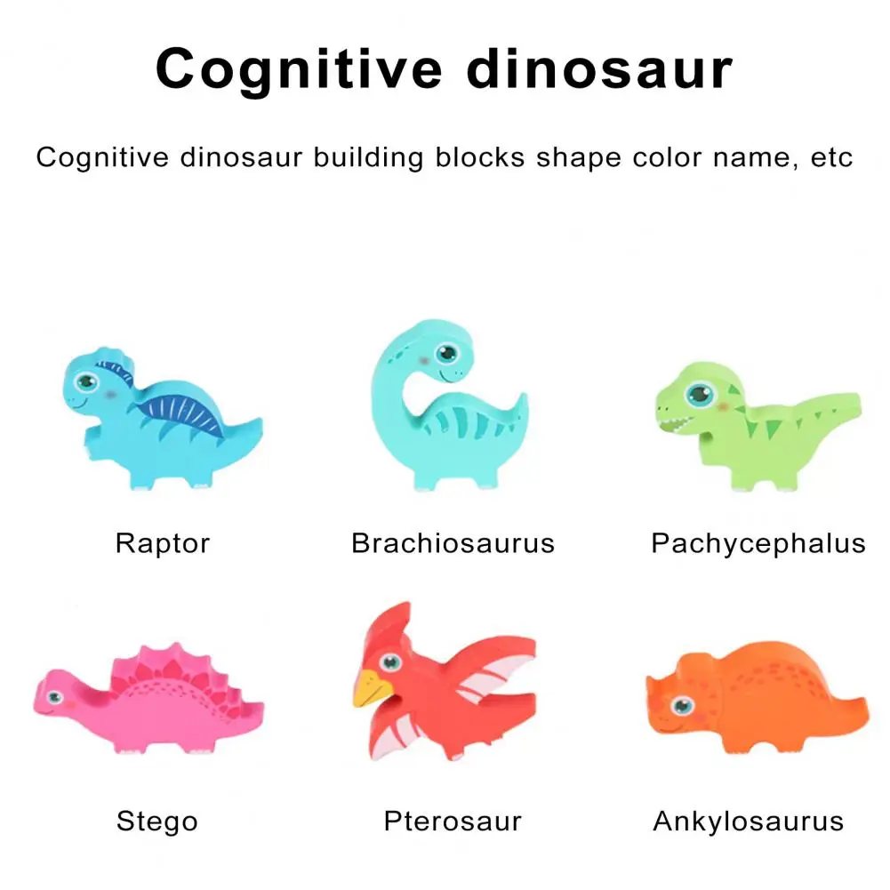 

Montessori Wooden Toy Set Wooden Dinosaur Puzzle Set Fun Three-dimensional Cognition Game for Kids for Boys for Children