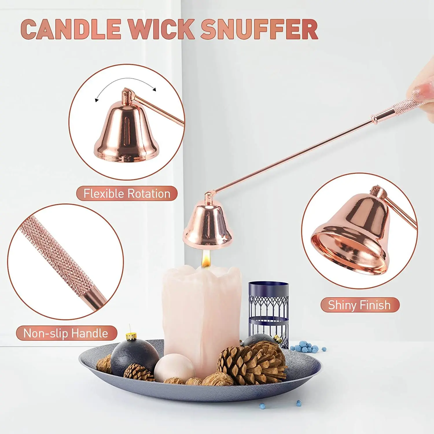 4 Colors Candle Extinguishers Scented Candle Trays, Scissors, Hook Accessories Wick Trimmer Extinguishing Tools
