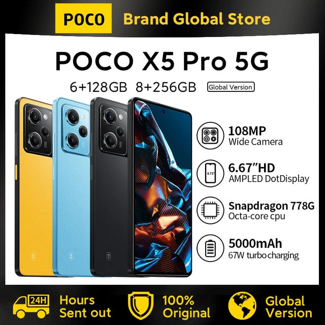 Global Version POCO X5 5G 128GB/256GB Cellphone 120Hz AMOLED DotDisplay  Snapdragon 695 NFC 33W Fast Charging 48MP Camera - AliExpress