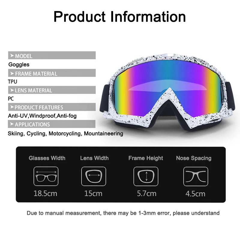 Ski Snowboard Goggles Windproof Anti-Fog Motorcycle Goggles UV Protection Helmet Goggles Vintage Off Road Motorbike Sunglasses