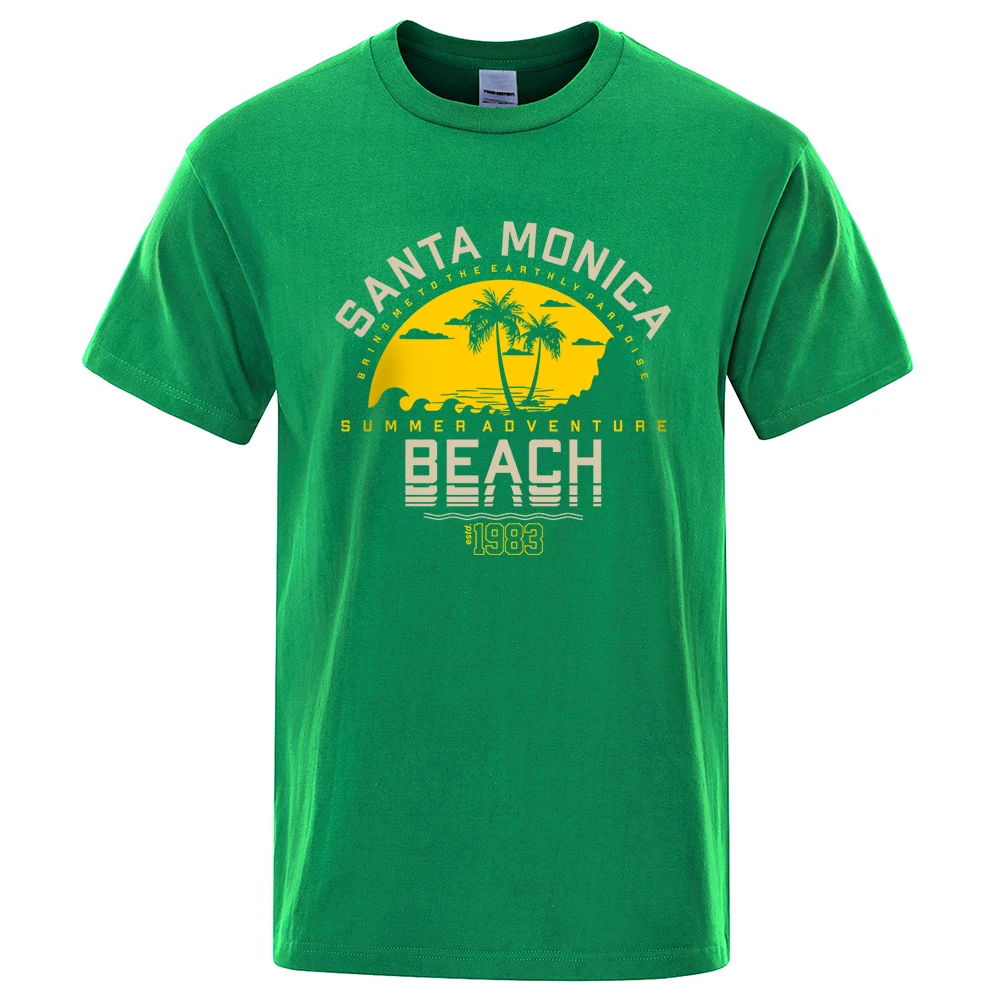 Santa Monica Summer Adventure Beach Estd 1983, Herren-T-Shirts, Baumwolle, übergroß, kurzärmelig, lockeres T-Shirt, atmungsaktiv, lässig, Tops – Detail 8
