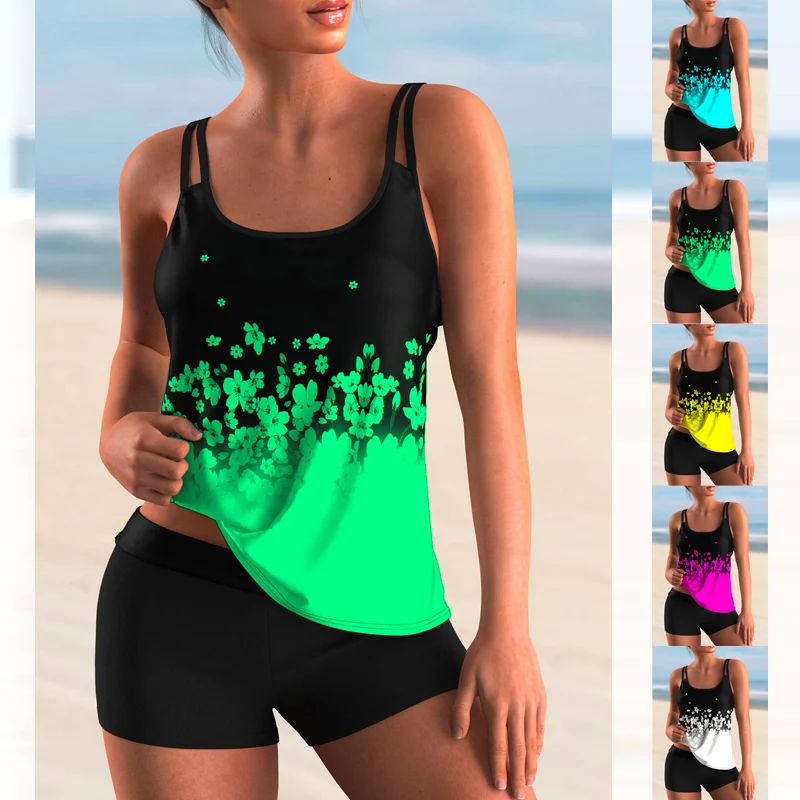 

2023 New Beach Swimwear Summer Women's Fashion Tankini Swimwear Fashion Design Printed Swimwear Women's Two Piece Set Monokini