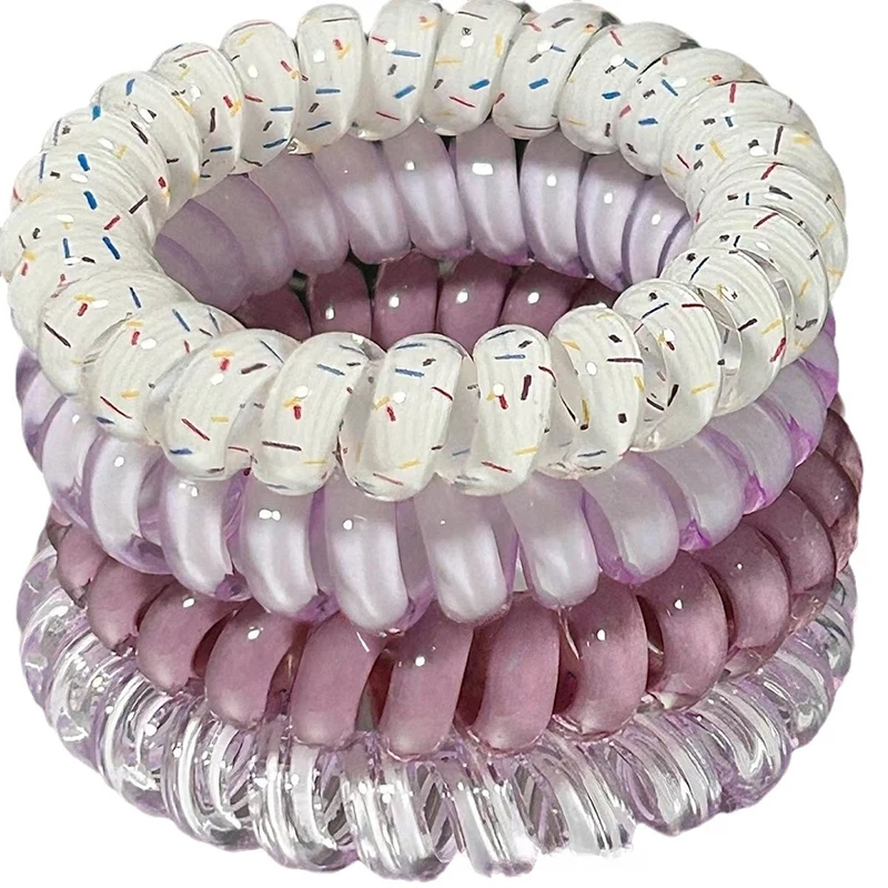 Set of 4 Spiral Hair Ties - Elastic Headbands & Scrunchies