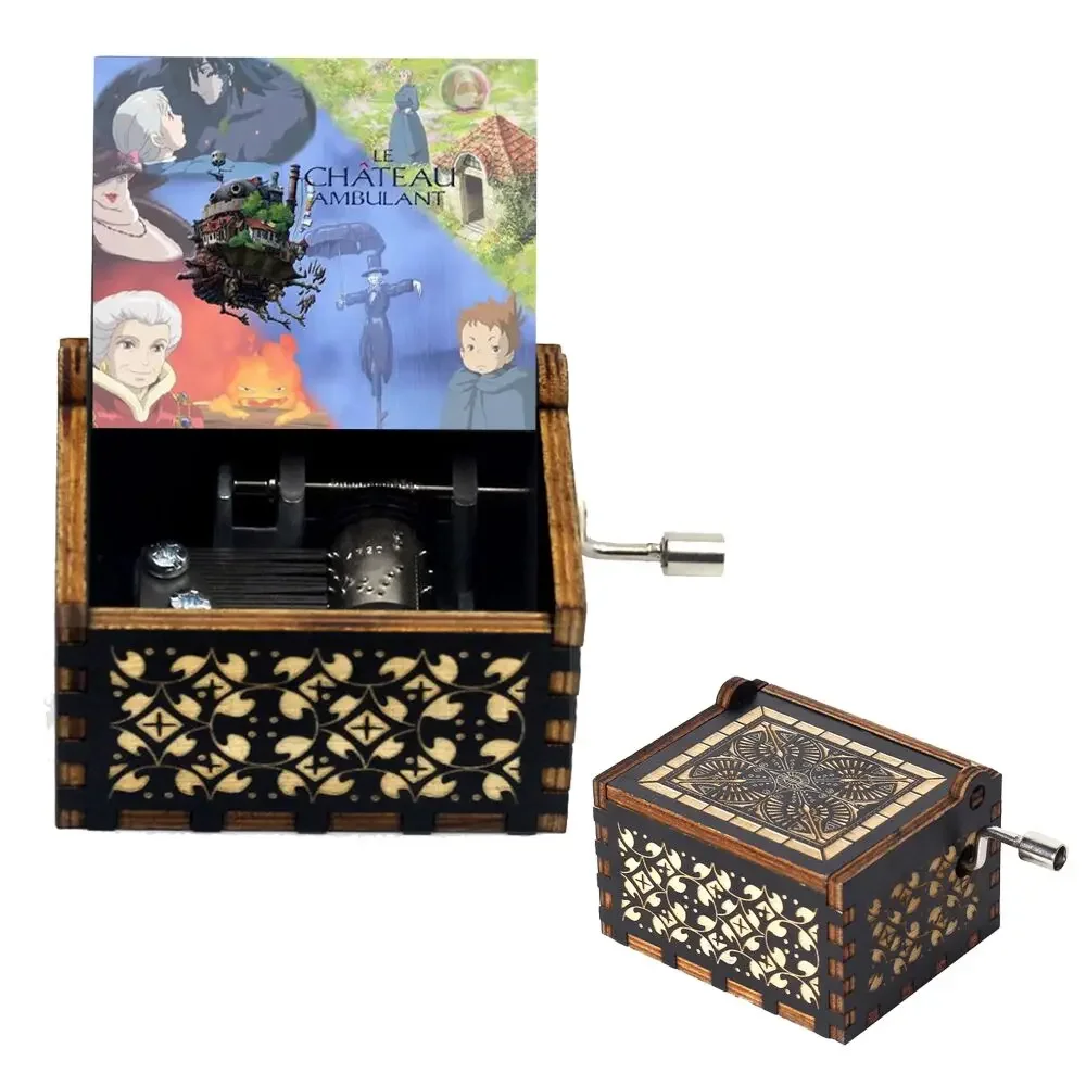 Howl Castle Music Box Anime Theme Music Merry Go Round of Life Wooden Hand Cranked Musical Box New Year Birthday Gift 4