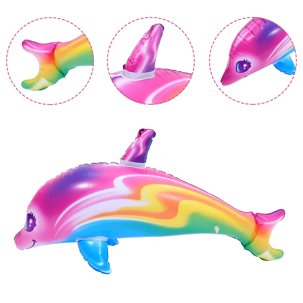 

2 Pcs Jumbo Dolphin Beach Toy Inflatable Ocean Shark Shaped Playthings Floating