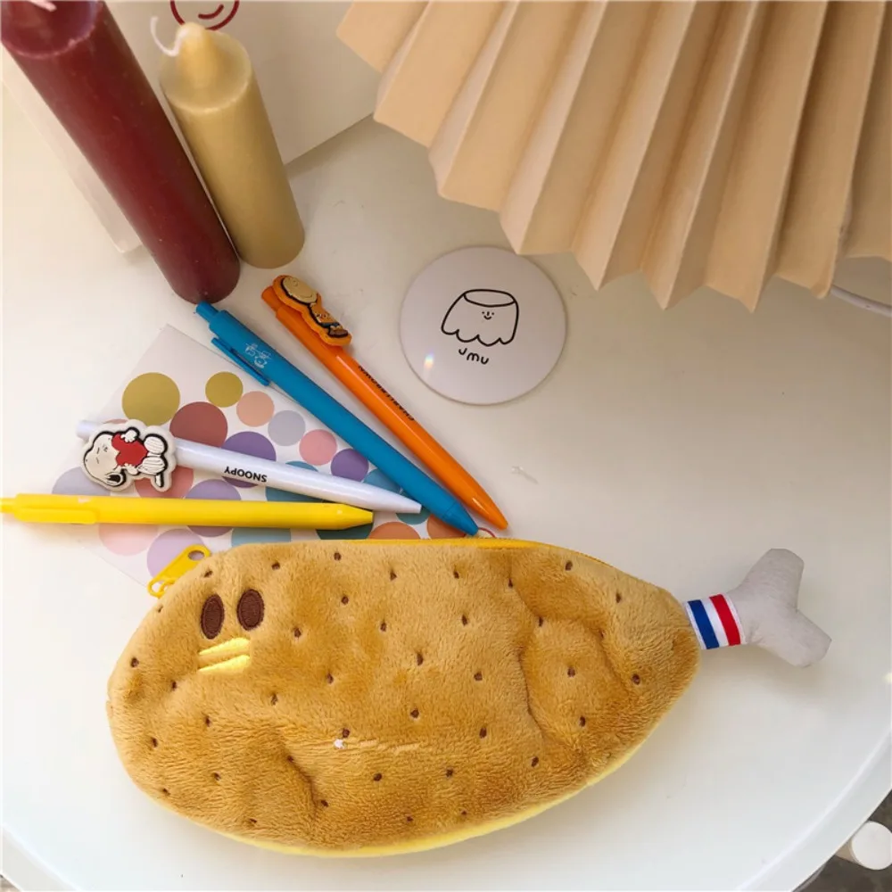 

Теплый плюшевый карандаш, искусственная кожа, большая емкость, плюшевая сумка для карандашей с куриными ножками, мультяшная кавайная плюшевая сумка для ручек, Рождественский подарок