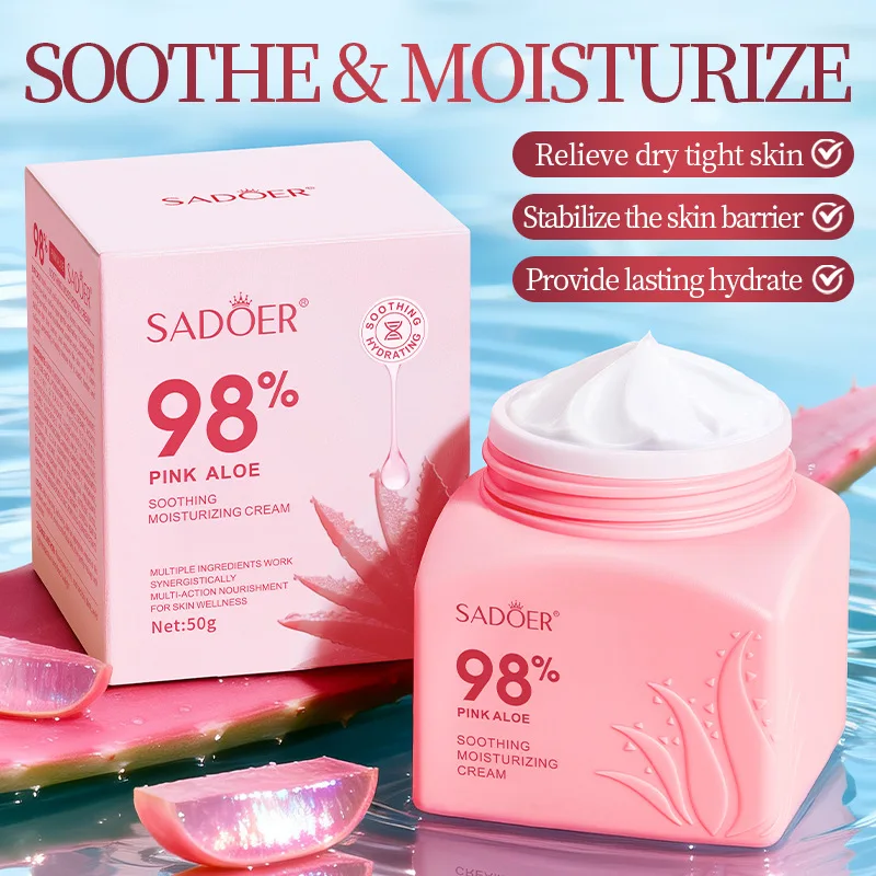 SADOER Creme Facial Hidratante Rosa Aloe Vera Clareador Anti-Envelhecimento e Anti Acne