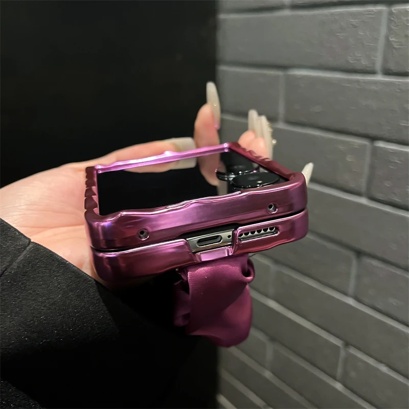 For Xiaomi Mix Flip Luxury Laser Water Ripple Silk Wrist strap Phone Case Cover_voghion.com