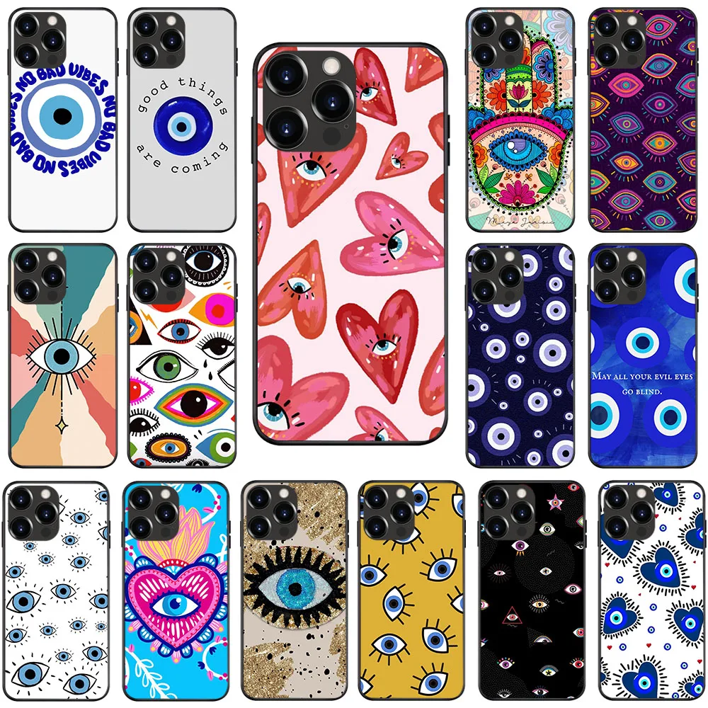 Custodia Morbida Per Oppo Find Reno A17 2 A55 A56 6 A16 F11 3 A91 F15 A93 F17 5F A73 A94 A15 Pro Us-17 Lucky Blue Evil Eye