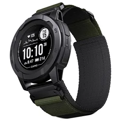 Nylon Watch Band Strap for Garmin Instinct and Fenix Series (Black green)