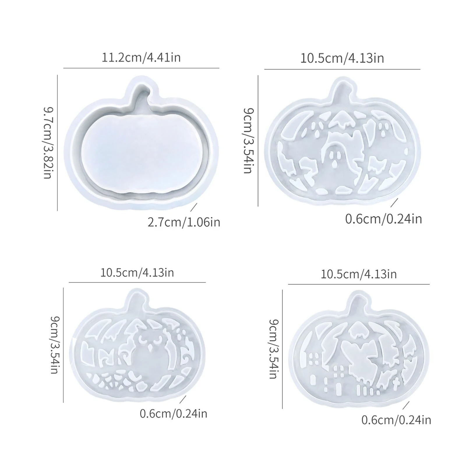 4 Pcs Halloween Pumpkin Silicone Molds Tea Light Holder Casting Molds Plaster Molds for DIY Crafts