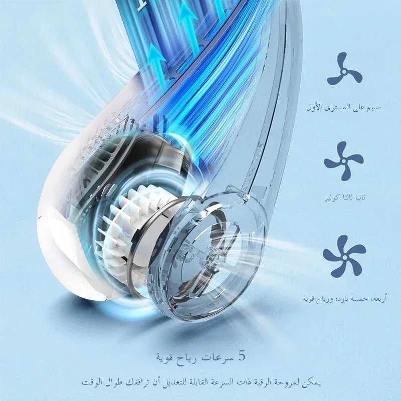 مروحة رقبة محمولة، بدون شفرات بدون استخدام اليدين،...