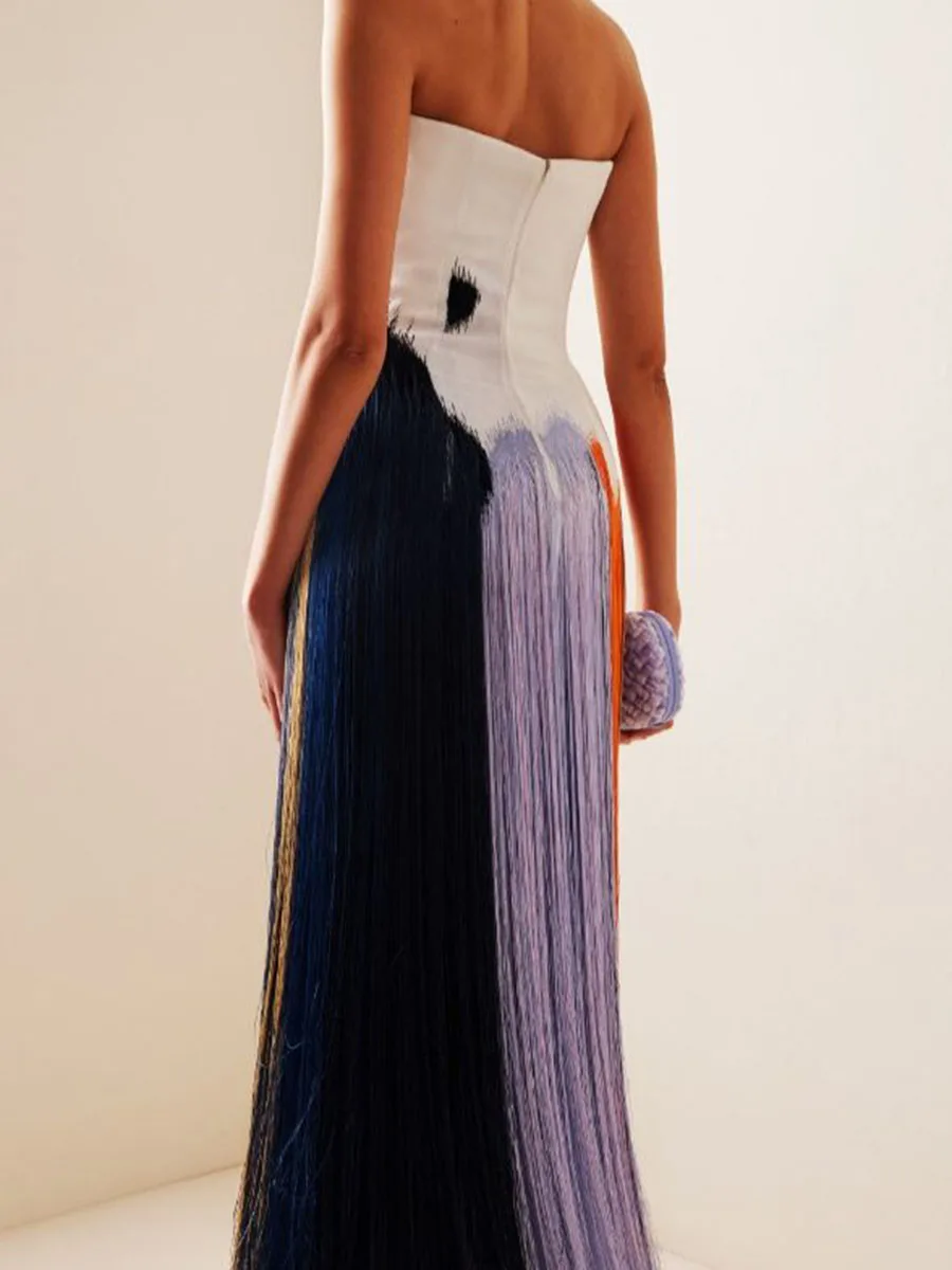 فستان أنيق بدون حمالات للولائم أنيق مفرغ بدون أكما...