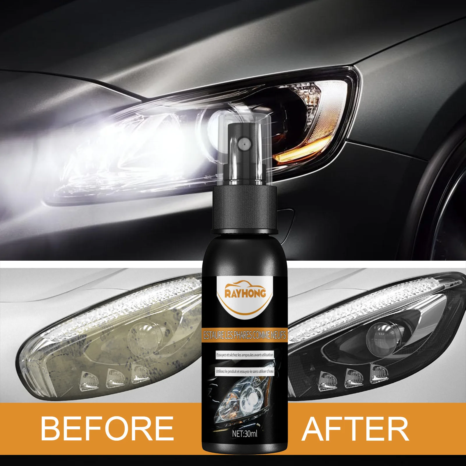 Car headlight scratch repair spray refurbishment spray car headlight