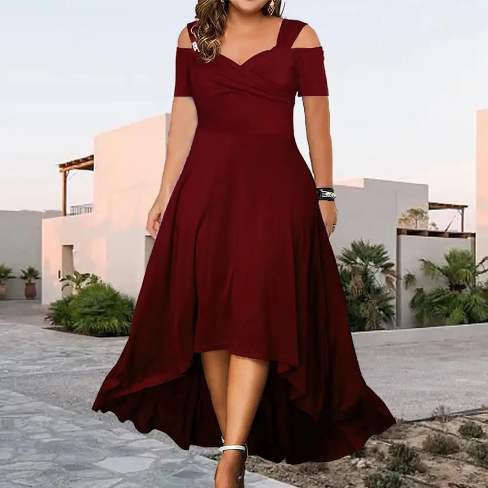

Sexy Off-Shoulder Summer Dress V-neck Slim Fit Elegant Women Solid Long Dress Casual Party Dress Evening Dresses