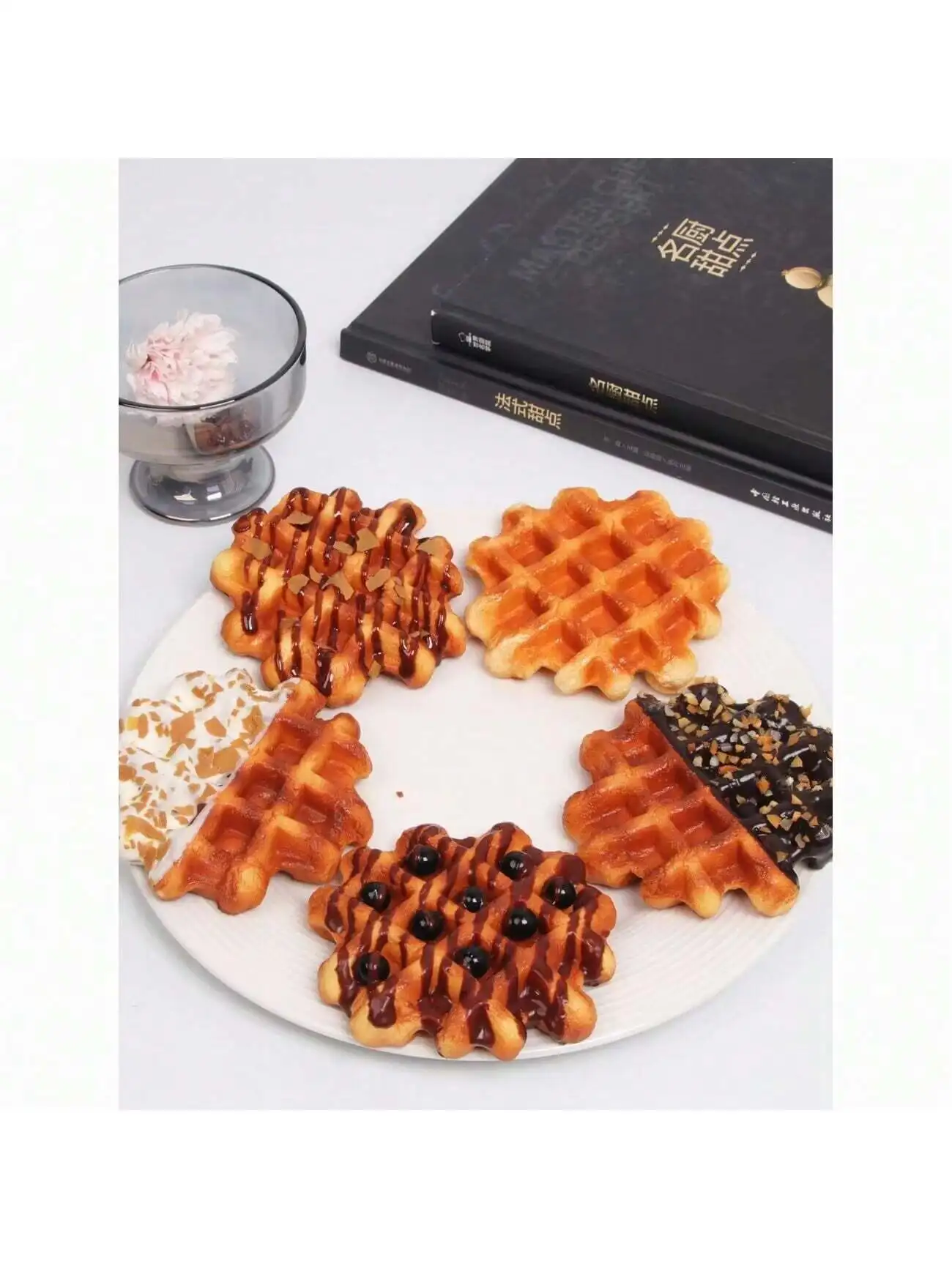 1PCS Simulation Waffel Lebensmittel Modell für Gastronomie Simulation Schaufenster Display, Home Küche Fotografie Requisiten Modellierung – Detail 1