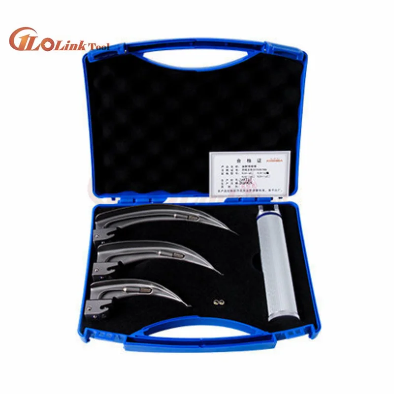 Adult Anesthesia Throat Mirror LED light Intubation stainless steel Laryngoscope optic Throat Detection Tool Parts 5pcs/set anesthesia throat mirror