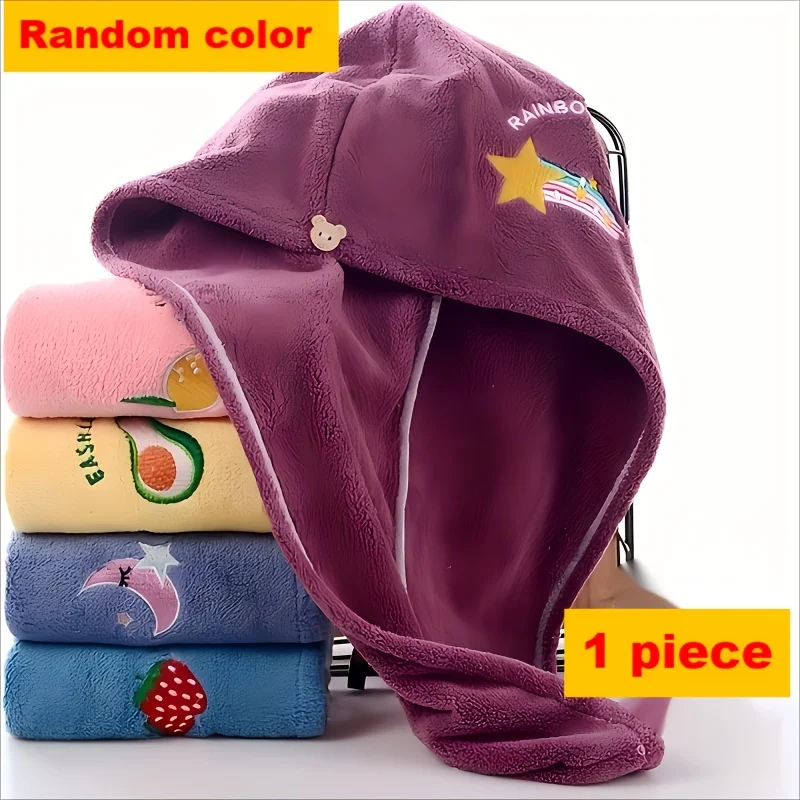 1pc highly absorbent women towel cap bath towel,soft and quick drying star dolphin pattern,pink blue,perfect bathroom accessory