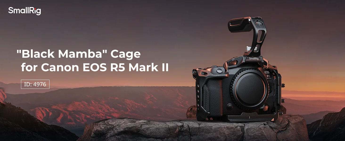 R5 Mark II "Black Mamba" Camera Cage for Canon EOS R5 Mark II, with Cold Shoe Qu