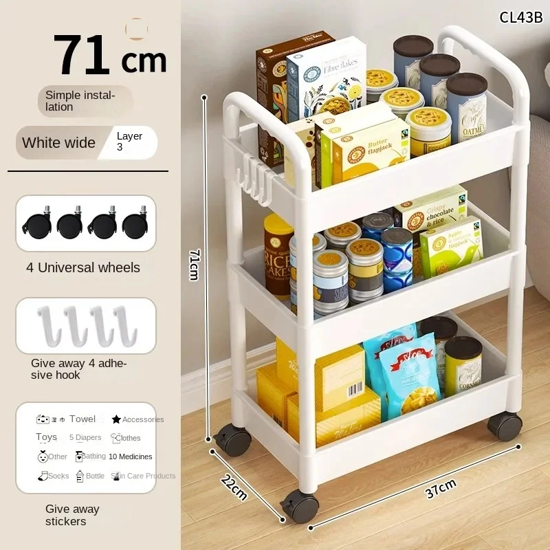 Storage Rack Rolling Storage Cart Household Multi-layer Small Cart Storage Rack Floor To Floor Kitchen Bedroom Bathroom Storage Rack With Wheels