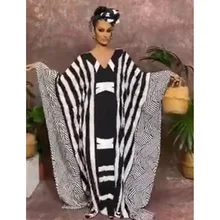 

Kaftan Kimono Maxi Dress Plus Size Caftan Stripe Print Tie Dye Vneck Kaftan Swimwear Middle East Muslim Loose Robe Open Abaya
