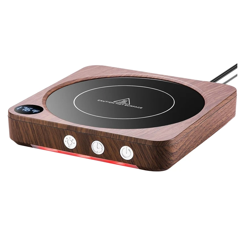 

Mug Warmer- 36W Coffee Mug Warmer For Desk With Temperature Display, 2-12Hrs Auto Shut Off, Candle Warmer Wood Durable