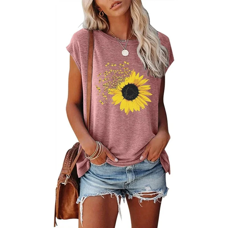 

Women Graphic Tees Casual Summer Funny Dragonfly Printed Short Sleeve Cute T Shirts Tops