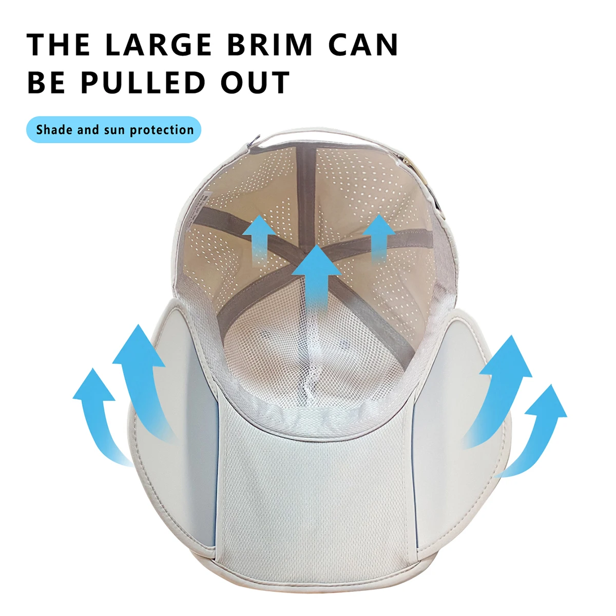 Sunscreen Hat Men's Summer Sun Hat Outdoor Big Brim Cap Breathable Fishing Hat Retractable Sunshade Anti-Ultraviolet