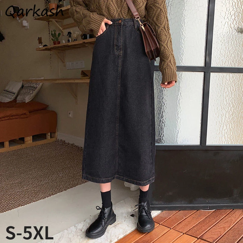 Faldas vaqueras para mujer, ropa de femenina de Estilo Vintage coreano, con abertura que combina todo, 3 - AliExpress Ropa de mujer
