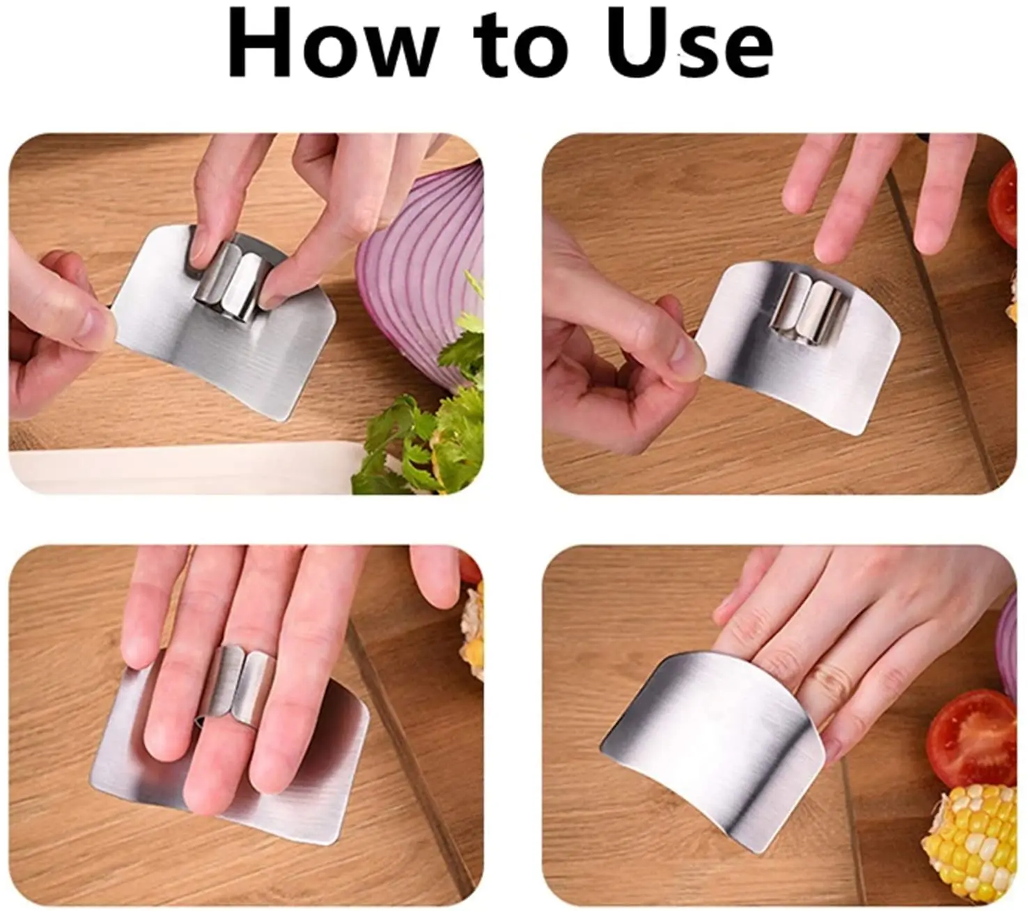 Stainless Steel Finger Anti-cut Finger Guard Protector Gadgets for Hand Safe Easy Cutting Cooking Tools Kitchen Accessories 1Pcs