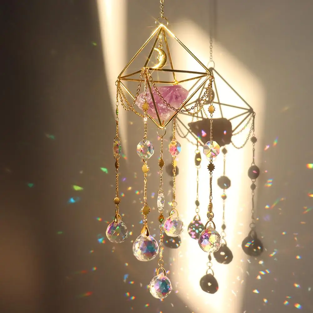 🌙 Crystal Wind Chime & Dreamcatcher – Sacred Geometry Hanging Ornament (8 Variations) 1