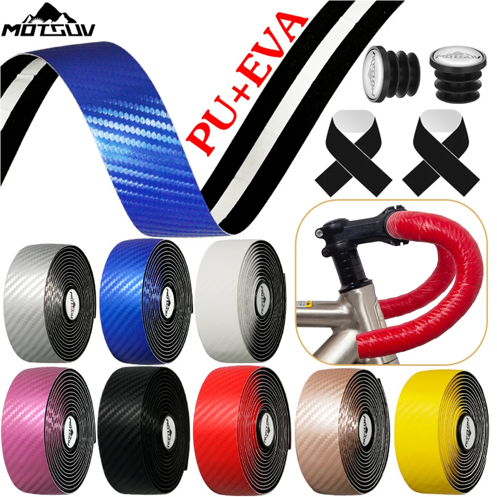 MOTSUV Road Bicycle Handlebar Carbon Fiber Pattern EVA PU Bar Tape
