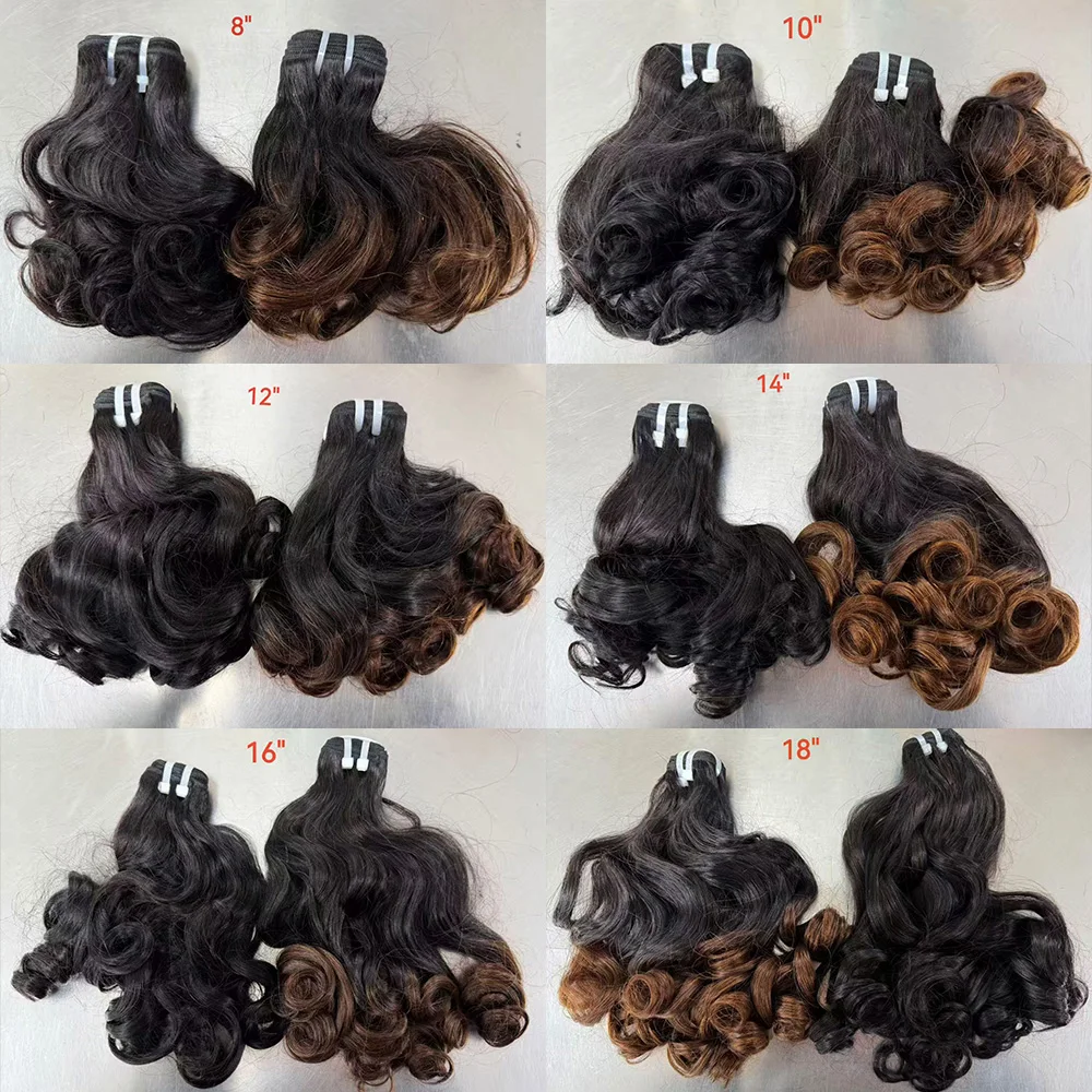 8-18inch Ombre Loose Bouncy Indian Virgin Human Hair Bundles Natural Color Bouncy Curly Hair Weave Extensions for Black Women 5