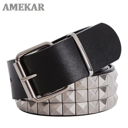 Shiny Pyramid Fashion Rivet Belt Men&Women's Studded Belt Punk Rock With Pin Buckle Free Shipping